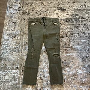 Express Olive Skinny Jeans